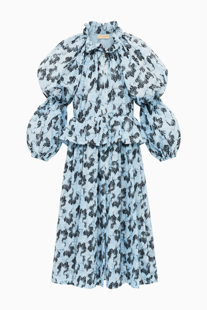 Ciel Printed Ripstop Designer Peplum Coat - Flat Lay, Full Silhouette | Ulla Johnson