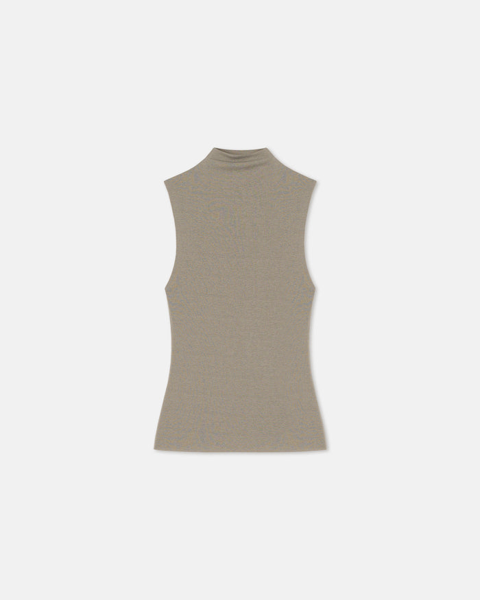 Annyka - Mesh Jersey Sleeveless Top - Fog