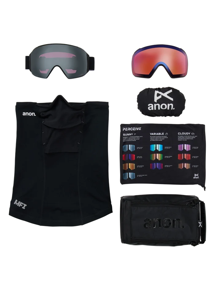 Product image of Anon M4 Goggles (Toric) + Polarized Perceive Lens[Variant:Frame: Black, Lens: Perceive Sunny Polarized Onyx (10% / S3), Spare Lens: Perceive Variable Violet (34% / S2)]