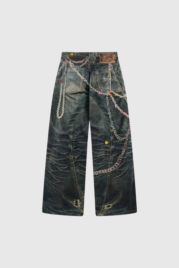 Ansley Chain Print Barrel Jeans
