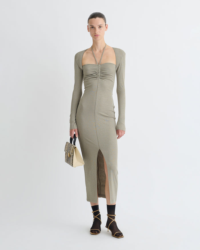 Aponi - Mesh Jersey Dress - Fog