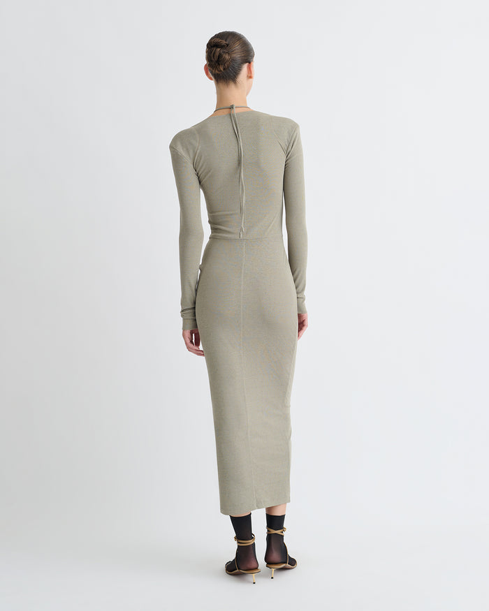 Aponi - Mesh Jersey Dress - Fog