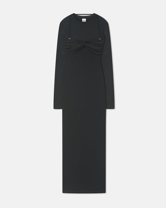 Artemiz - Mesh Jersey Midi Dress - Anthracite