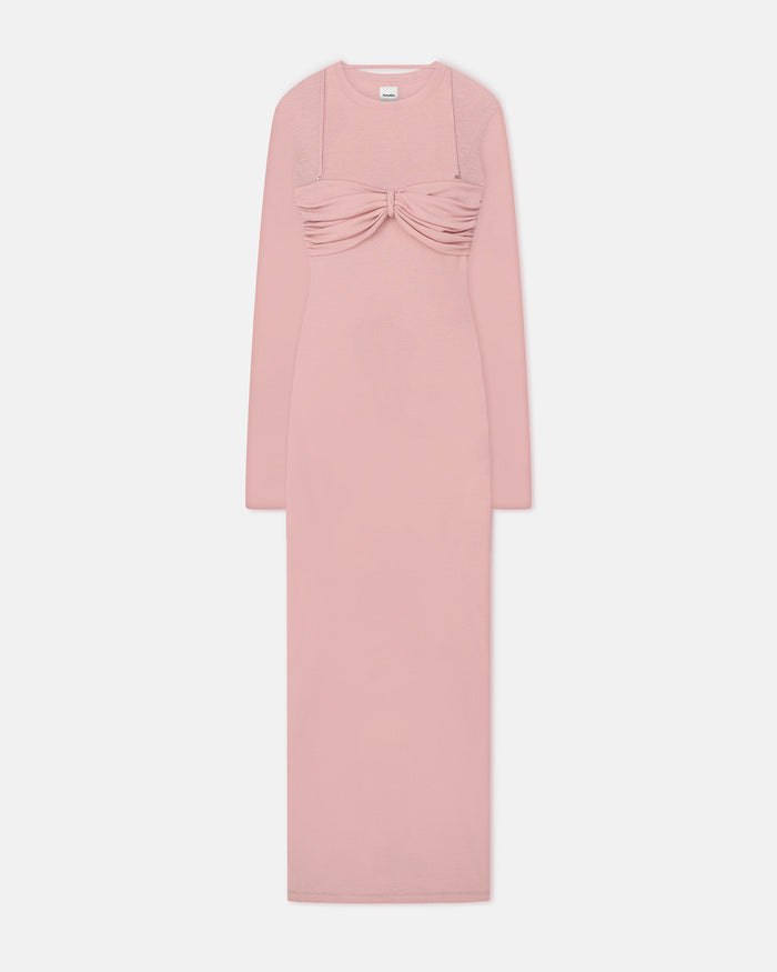 Artemiz - Mesh Jersey Midi Dress - Pink