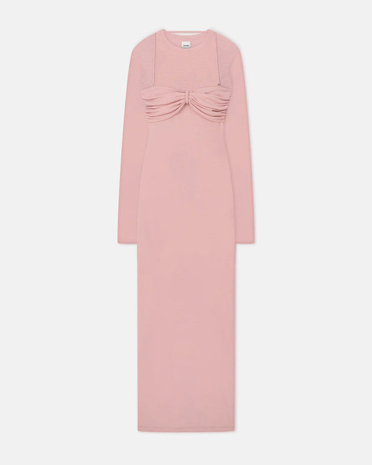 Artemiz - Mesh Jersey Midi Dress - Pink