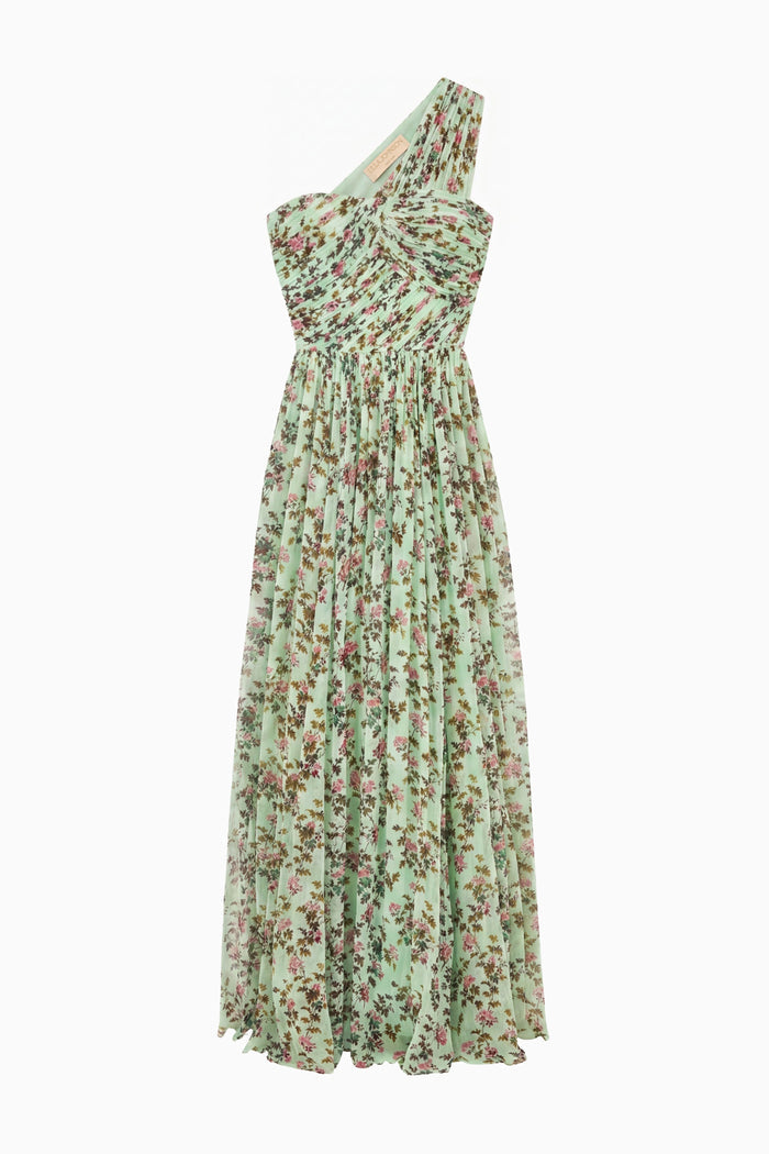 Opaline Floral Silk Chiffon Designer Gown - Flat Lay | Ulla Johnson