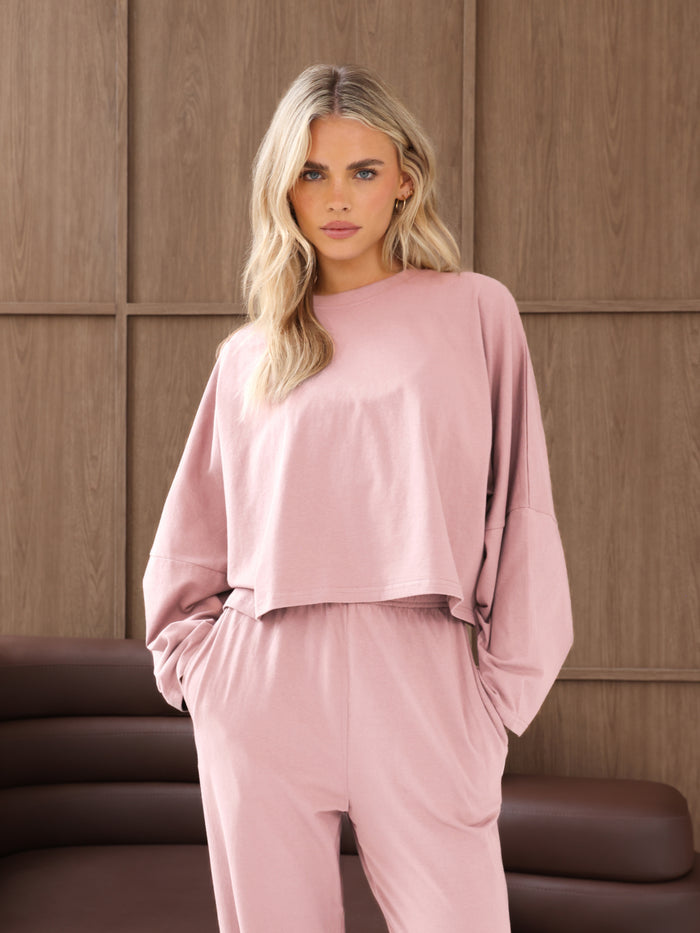 Ayla Cotton Wide Leg Trousers - Peony Pink