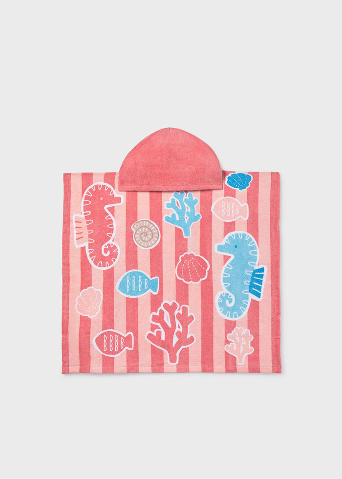 Baby Beach Towel Poncho - Terracotta Sea Life