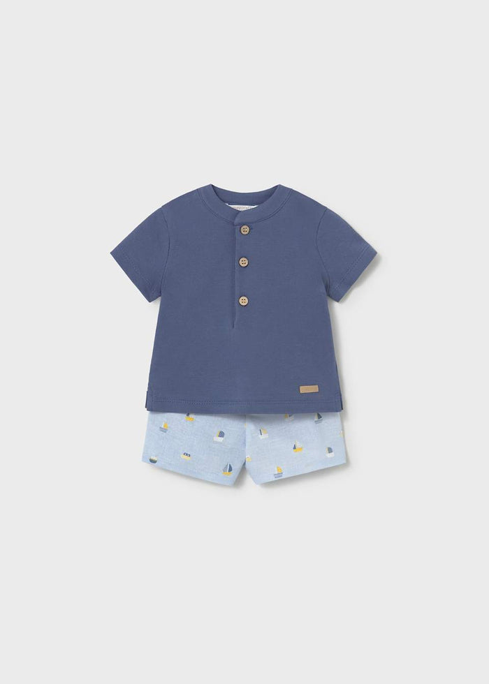 Baby Printed Shorts and Shirt 2-Piece Set - Sailboats - Wee Bee Baby Boutique