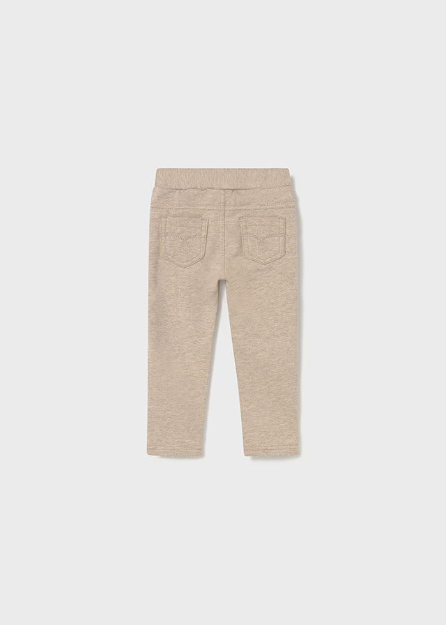 Baby + Toddler Fleece Ruffle Pocket Pants - Heather Toffee - Wee Bee Baby Boutique