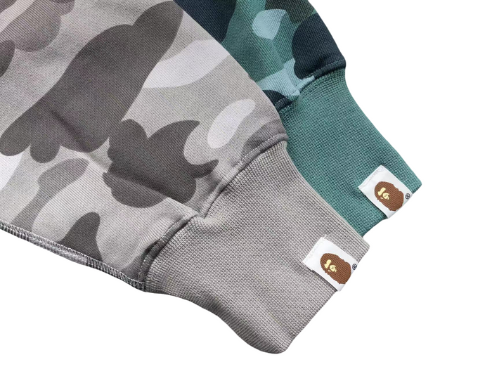 BAPE Camo Shark Wide Full Zip Double Hoodie Light Grey