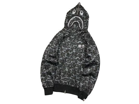 BAPE x Dover Street Market Camo Shark Full Zip Hoodie Black
