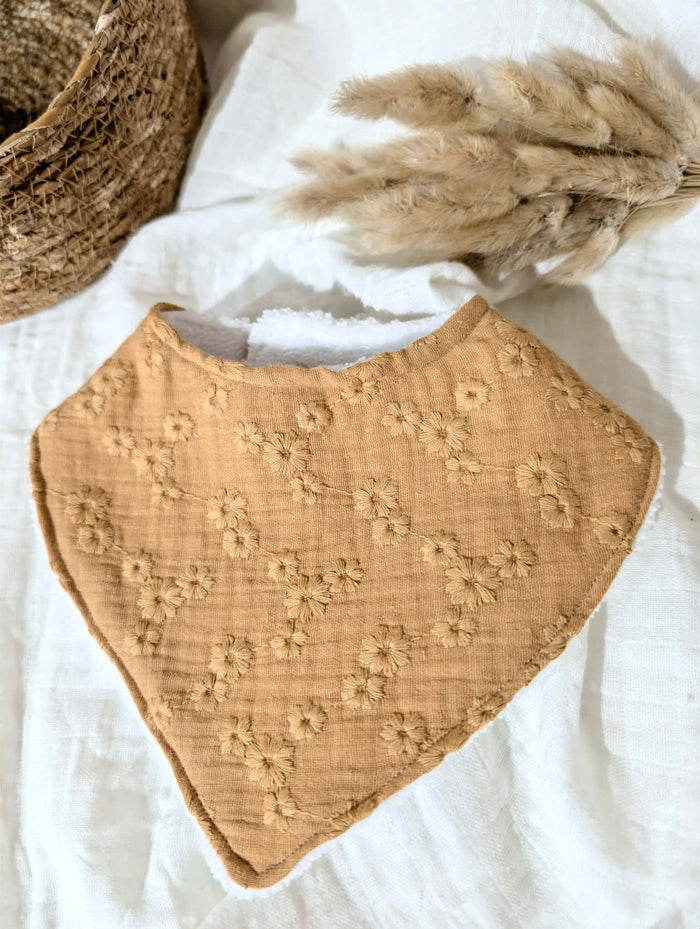 Bavoir bandana | Brodé camel