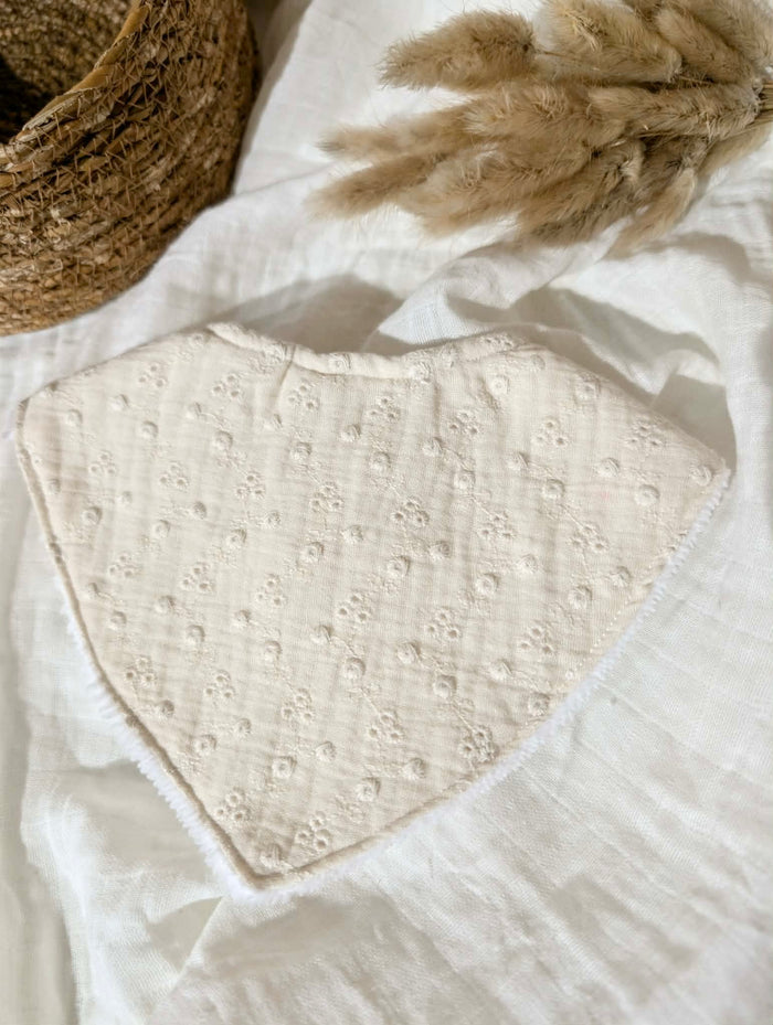 Bavoir bandana | Brodé écru