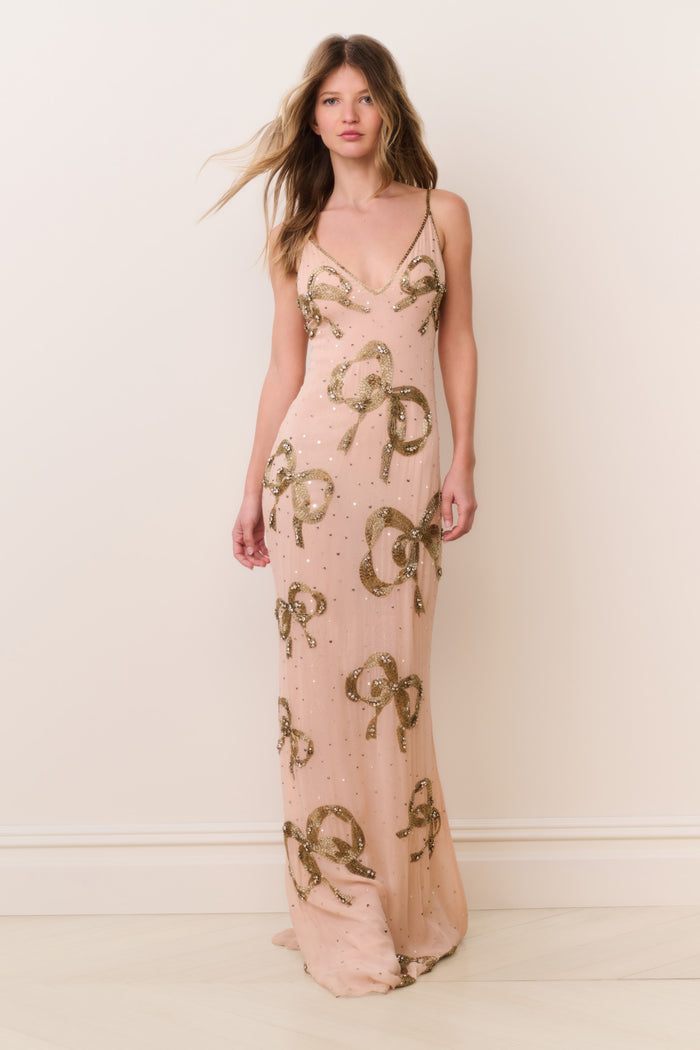 Berisa Beaded Bow Maxi Dress