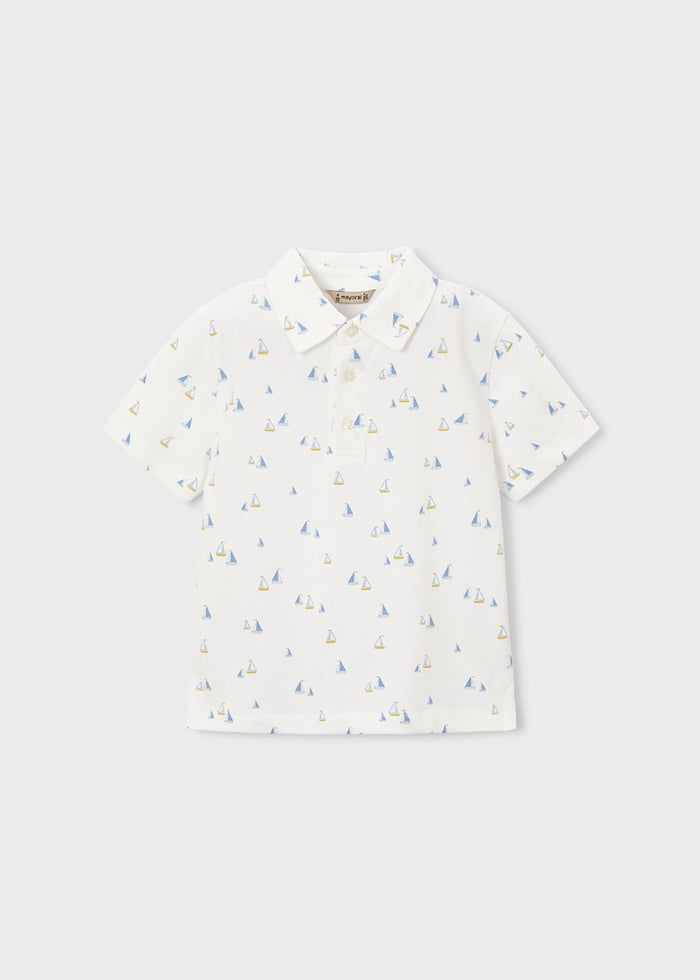 Boy Printed Polo - Sailboats - Wee Bee Baby Boutique
