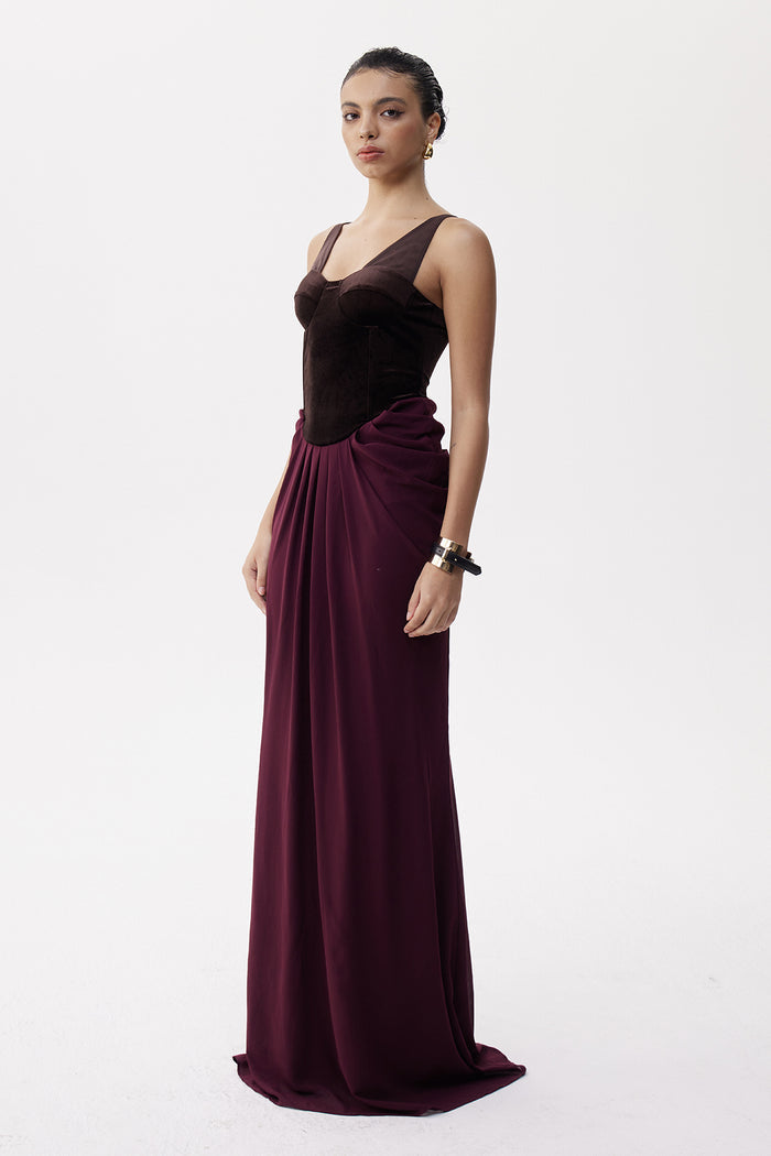 Boyan Mesh Ruch Maxi Dress