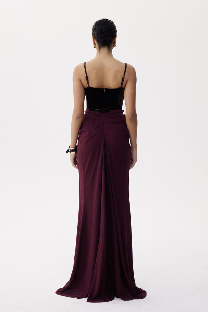Boyan Mesh Ruch Maxi Dress