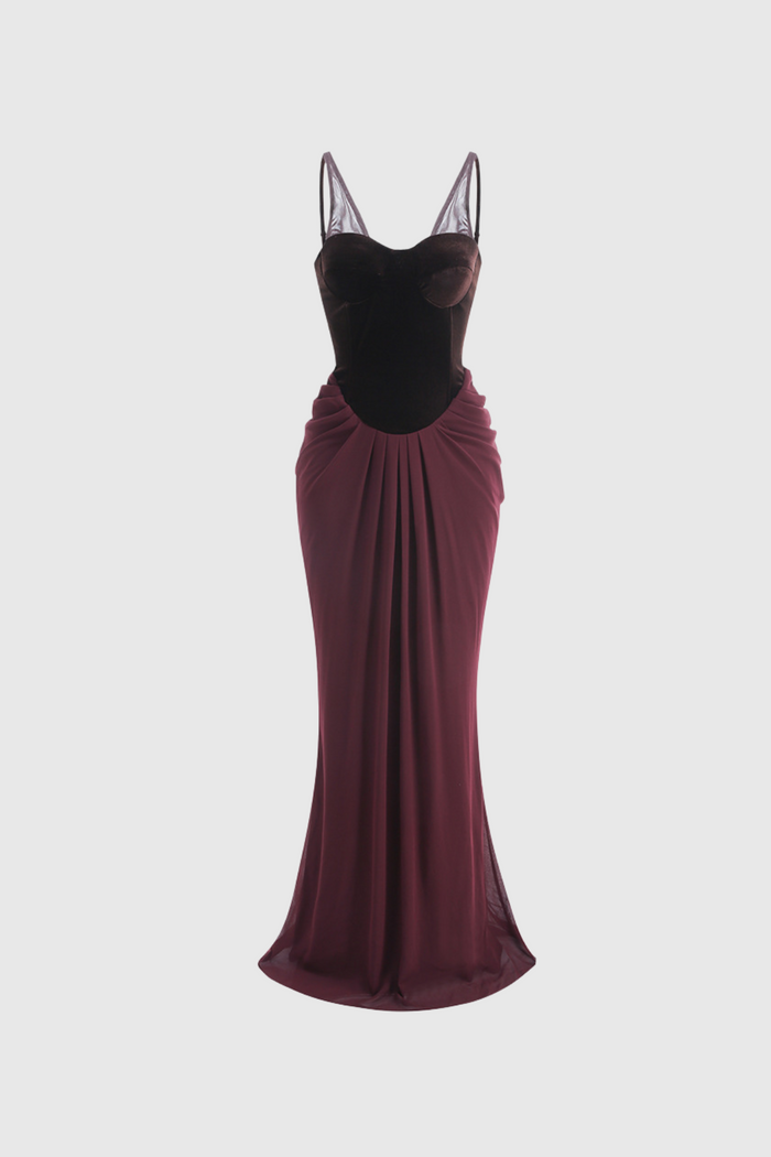 Boyan Mesh Ruch Maxi Dress