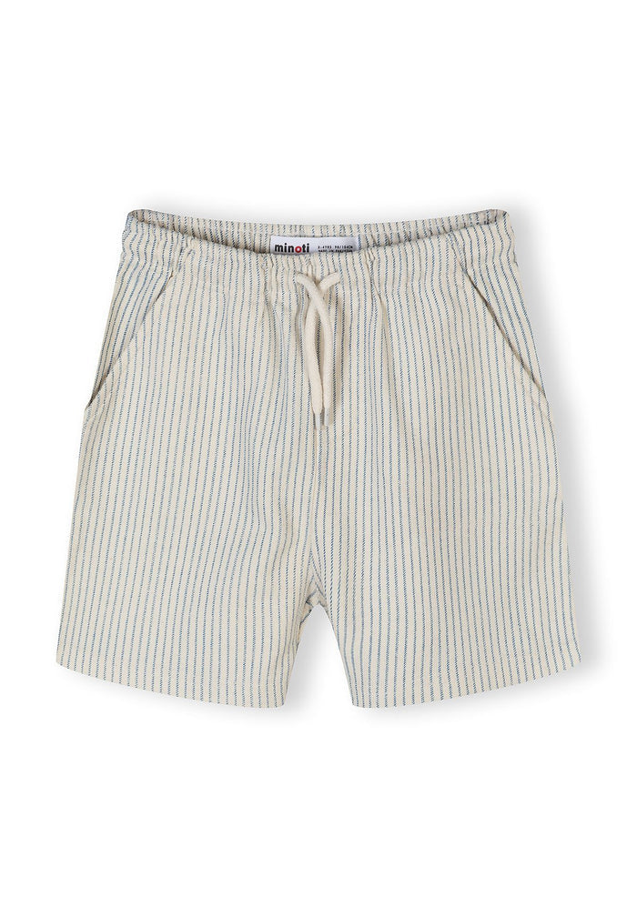 Boys' striped shorts with elasticated waist and side pockets, front view.