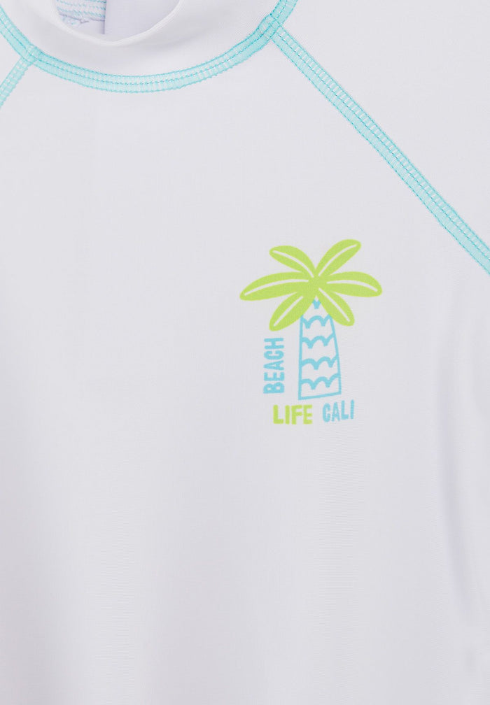 Rash Vest & Shorts Set, Tropical Palm, White Lime - 6