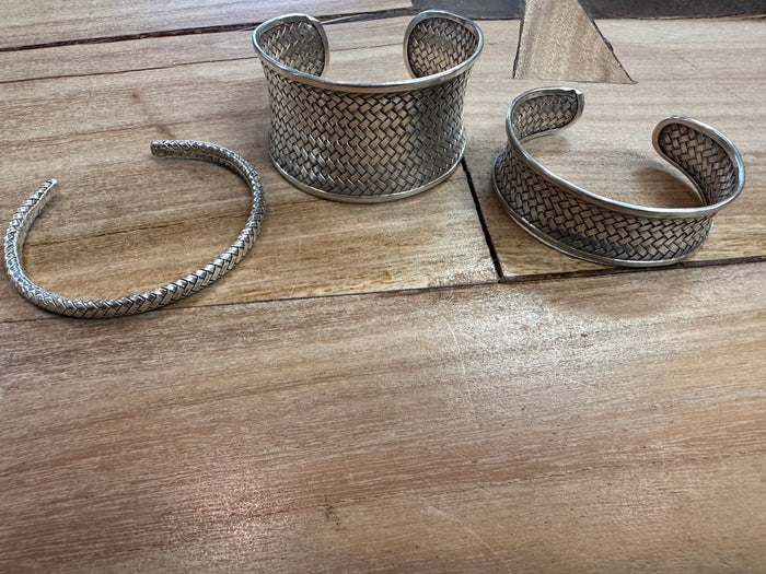 Bracelet Woven Thai Silver Cuff - E