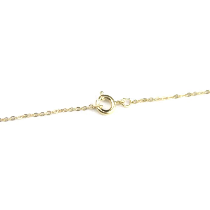 Brass ring clasp on a delicate gold chain necklace