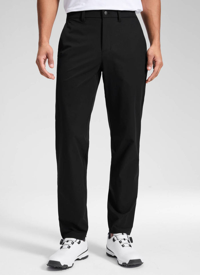 CRZ YOGA Men's BreezeLite Lightweight Golf Mid Rise Pocket Pant 32" Black