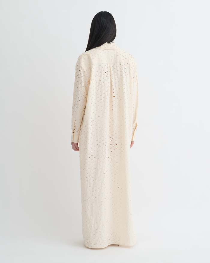 Brizo - Laser-Cut Heavy Poplin Shirt Dress - Creme