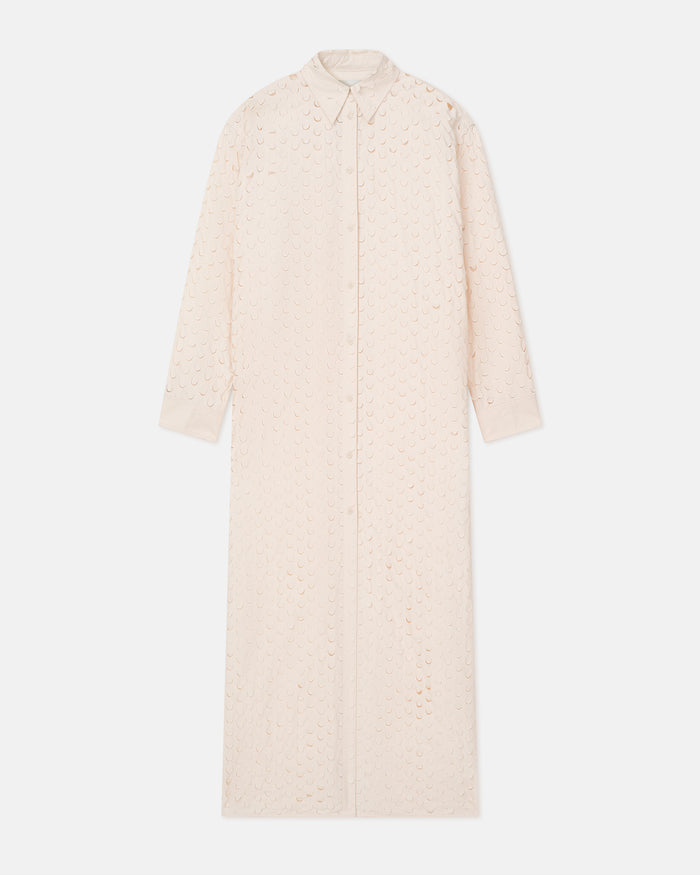 Brizo - Laser-Cut Heavy Poplin Shirt Dress - Creme