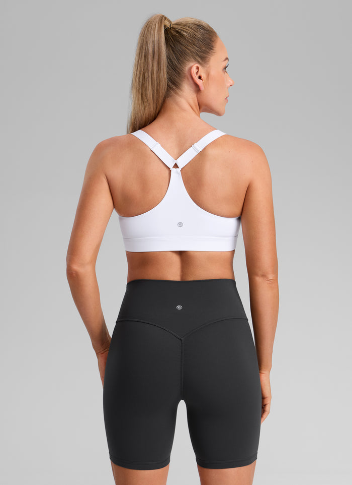CRZ YOGA Women's Butterbreeze Training Scoop Neck RacerBack Sports Bra White
