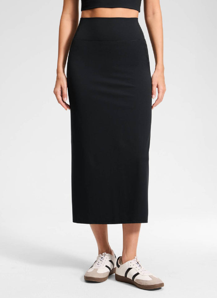 CRZ YOGA Women's Butterlift High Rise Slim Fit Maxi Pencil Skirt Black