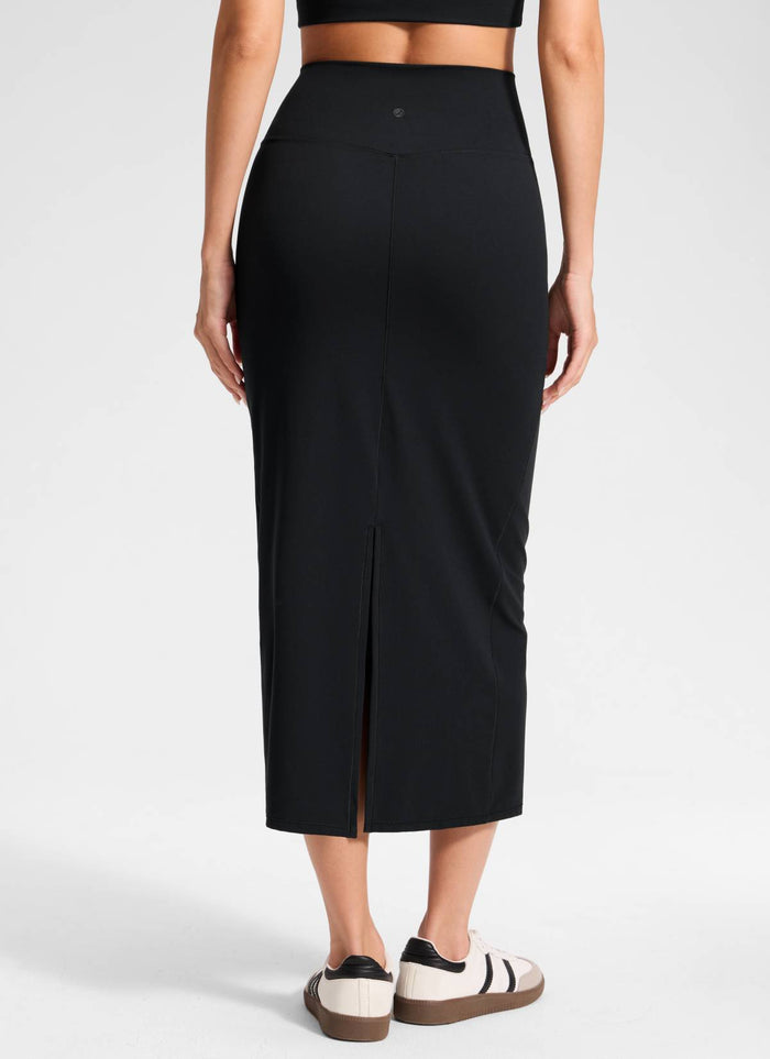 CRZ YOGA Women's Butterlift High Rise Slim Fit Maxi Pencil Skirt Black