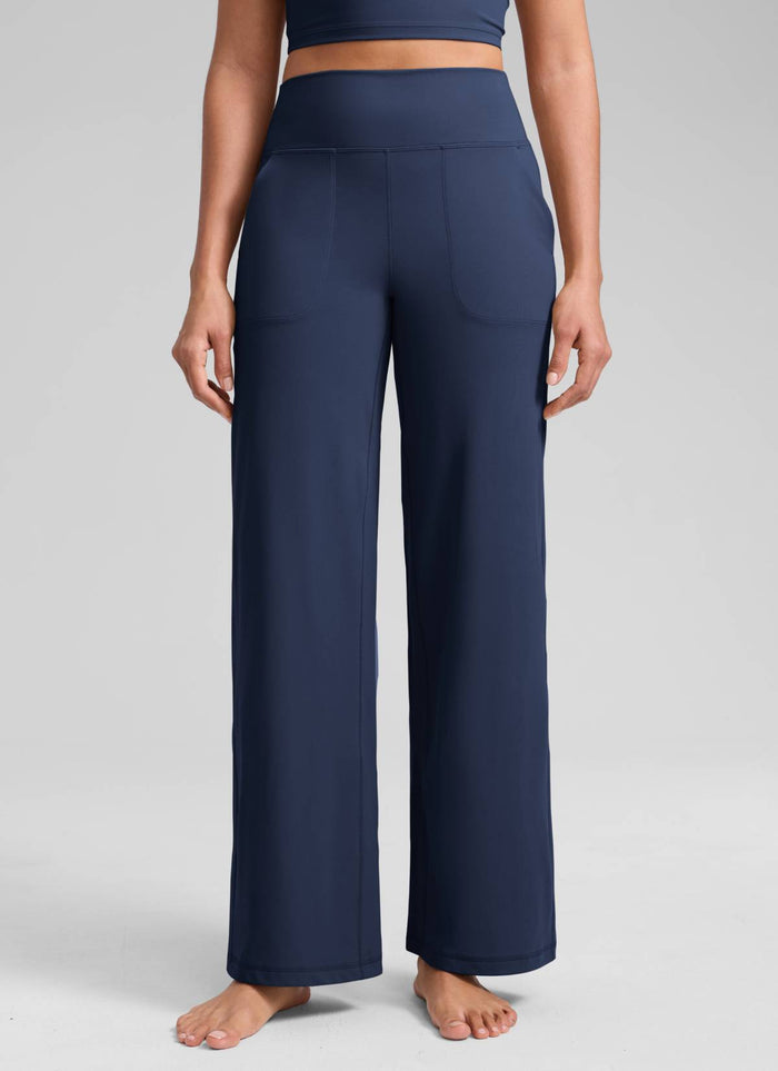 CRZ YOGA Women's Butterlift High Waisted Wide Leg Pants with Pockets Club Blue