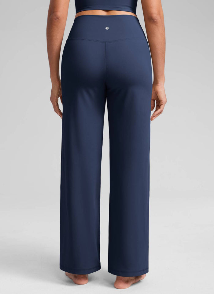 CRZ YOGA Women's Butterlift High Waisted Wide Leg Pants with Pockets Club Blue