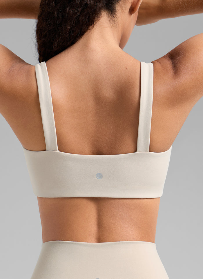 CRZ YOGA Women's Butterlift Workout Square Neck Built in Sports Bra Mojave Tan