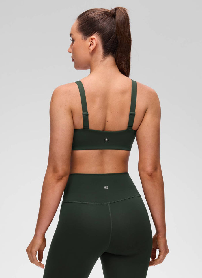 CRZ YOGA Women's Butterluxe Yoga U Neck Square Back Sports Bra Legend Green