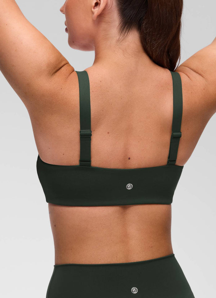 CRZ YOGA Women's Butterluxe Yoga U Neck Square Back Sports Bra Legend Green