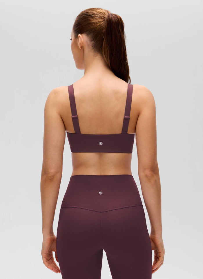 CRZ YOGA Women's Butterluxe Yoga U Neck Square Back Sports Bra Ripe Plum