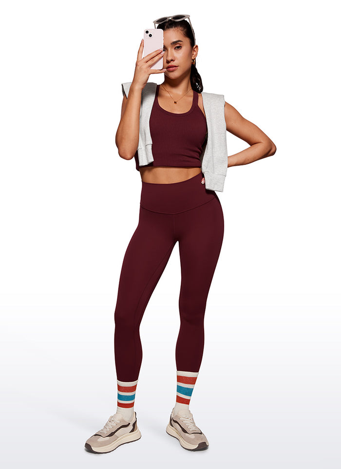 CRZ YOGA Women's Butterluxe Double seamed Yoga Leggings 28" Red Merlot