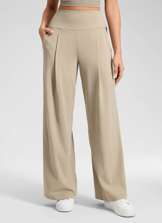 CRZ YOGA Women's Butterluxe Casual High Rise Pocket Wide Leg Pant 30" Oak