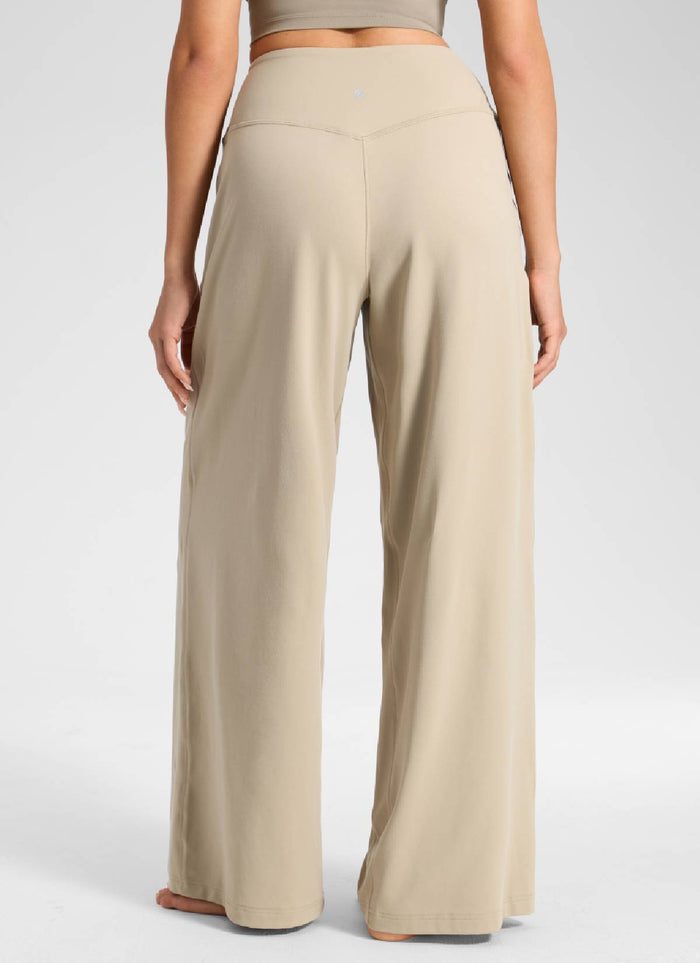 CRZ YOGA Women's Butterluxe Casual High Rise Pocket Wide Leg Pant 30" Oak