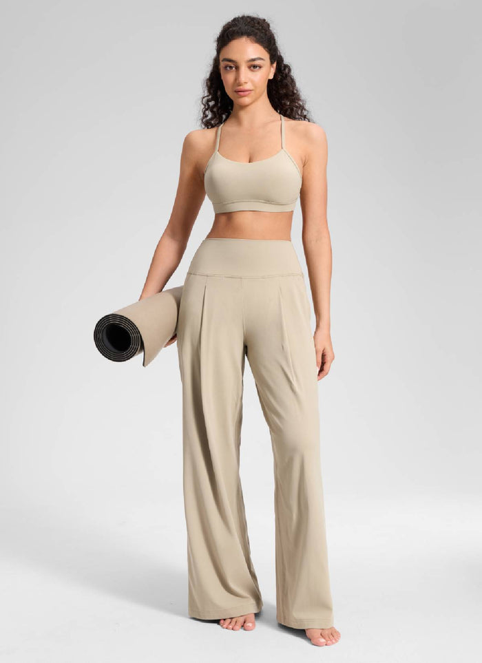 CRZ YOGA Women's Butterluxe Casual High Rise Pocket Wide Leg Pant 30" Oak