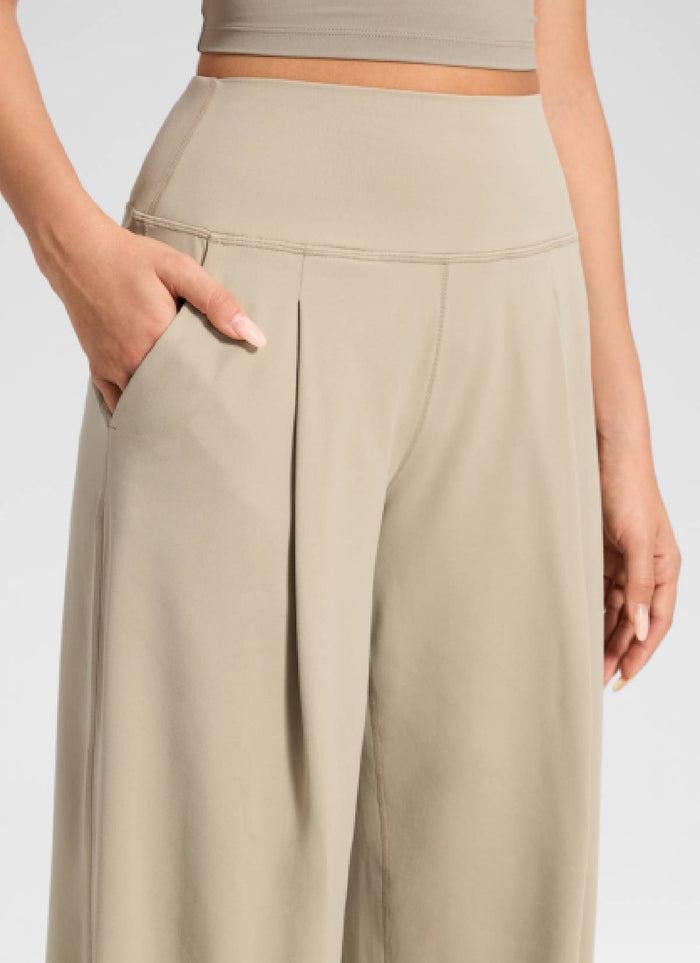 CRZ YOGA Women's Butterluxe Casual High Rise Pocket Wide Leg Pant 30" Oak