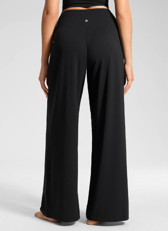 CRZ YOGA Women's Butterluxe Casual High Rise Pocket Wide Leg Pant 30" Black
