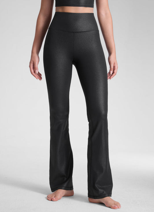 CRZ YOGA Women's Butterluxe High Waist Flare Leg Bootcut Leggings 32" Black Classic Leather