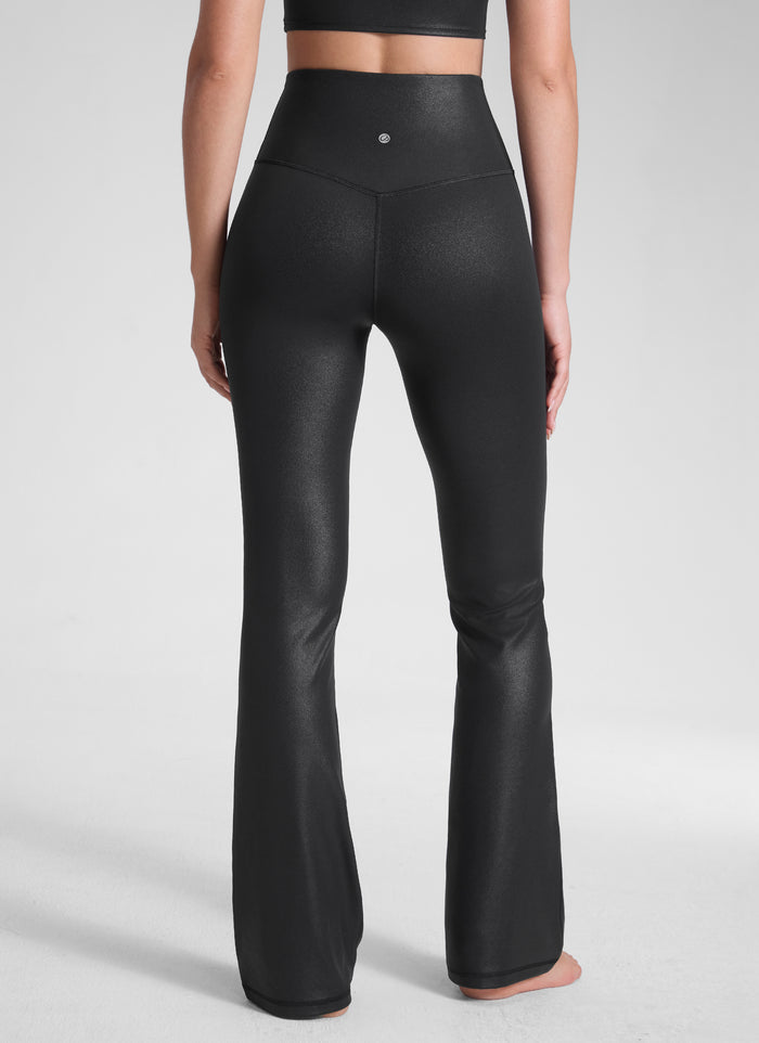 CRZ YOGA Women's Butterluxe High Waist Flare Leg Bootcut Leggings 32" Black Classic Leather
