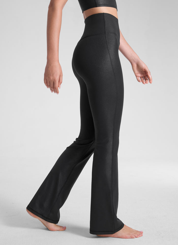 CRZ YOGA Women's Butterluxe High Waist Flare Leg Bootcut Leggings 32" Black Classic Leather