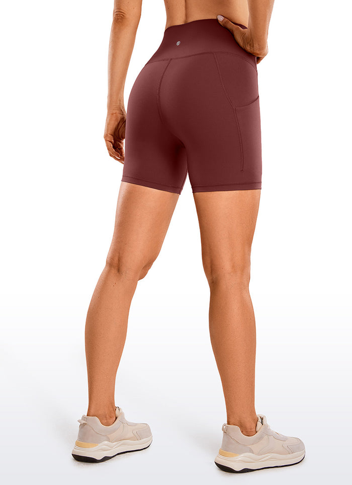CRZ YOGA Women's Yoga High Rise Biker Butterluxe Pockets Shorts 5'' Noctilucence Red