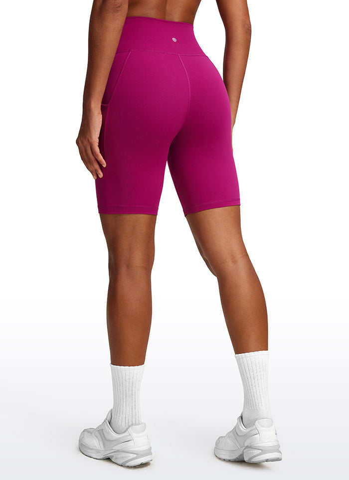 CRZ YOGA Women's Yoga High Rise Biker Butterluxe Pockets Shorts 8'' Magenta Purple
